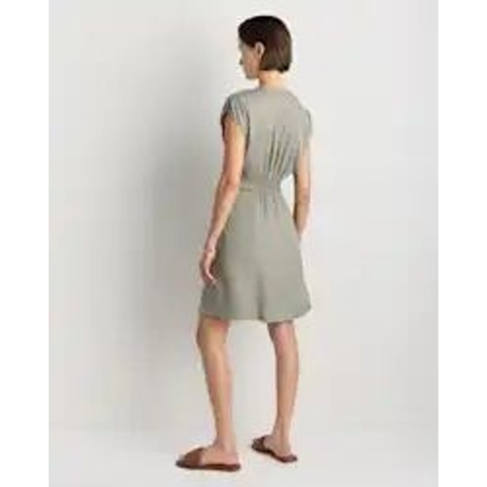Quince Tencel Short Sleeve Mini Dress Olive Green Size Medium New With Tags - Picture 5 of 10